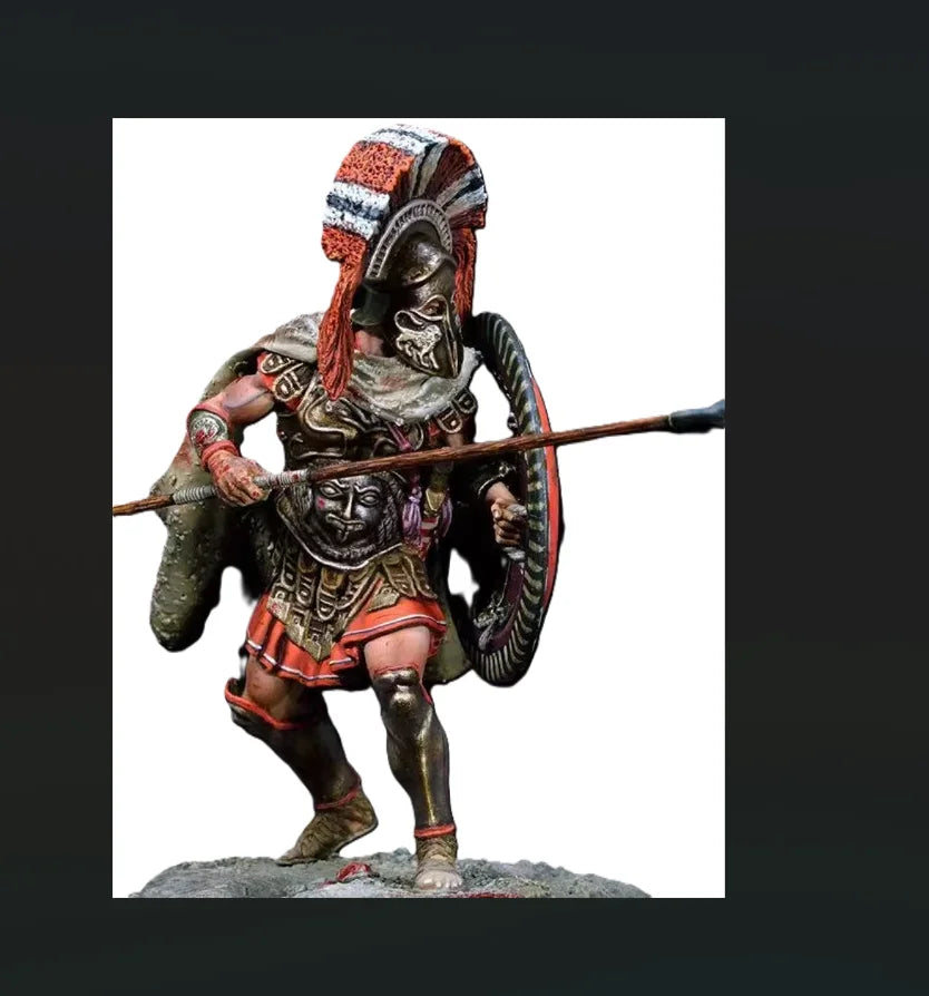 1/24 Medieval Helmed Warrior with Ornate Face Shield, Resin Model Figure Kit, Unassembled and Unpainted