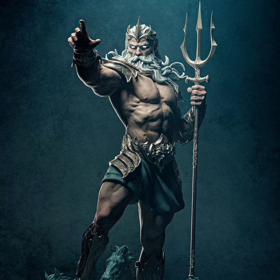 90mm Poseidon, Resin Model Figure Kit, Mythology Theme, Unassembled and Unpainted