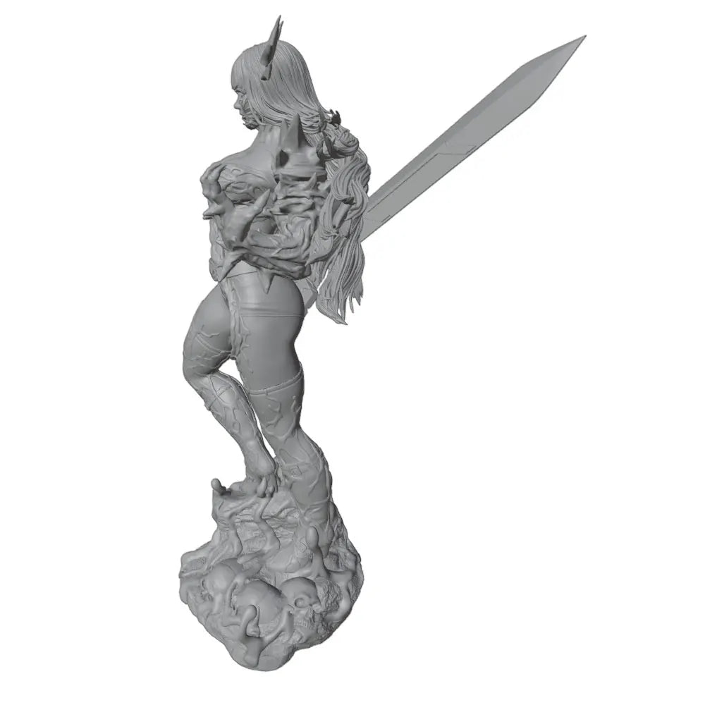 1/24 Horned Demon Warrior with Greatsword, Resin Model Figure Kit, Fantasy Theme, Unassembled and Unpainted