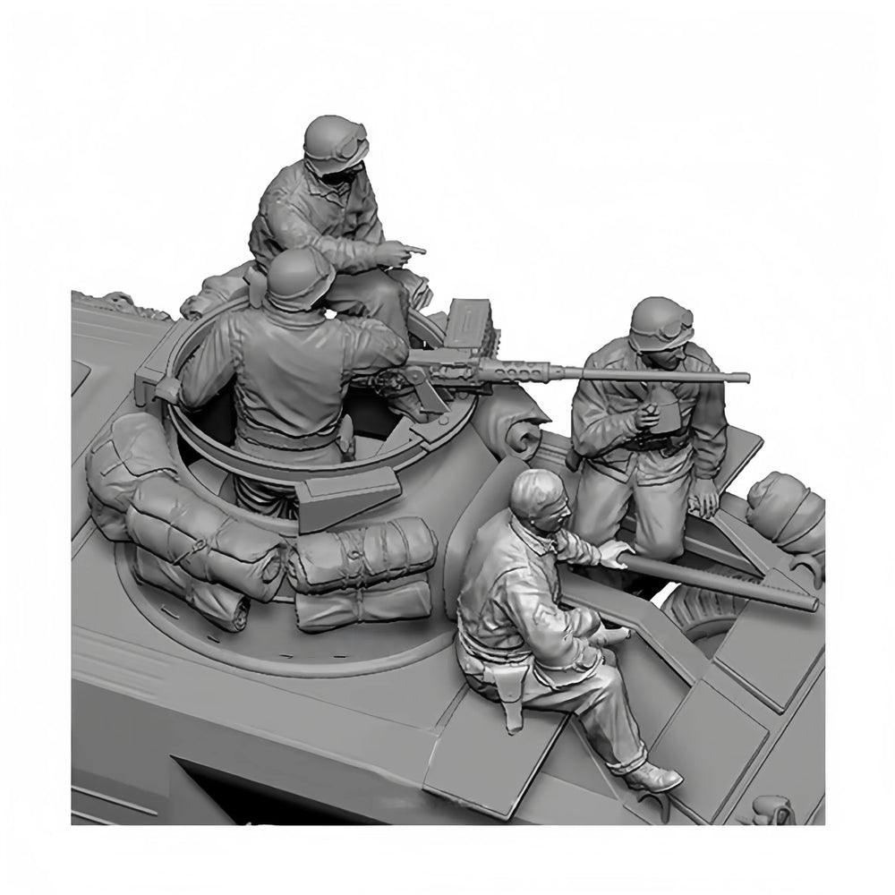 1/35 WWII Tank Crew Team, 4 Figures, Resin Model Figure Kit, Unassembled and Unpainted