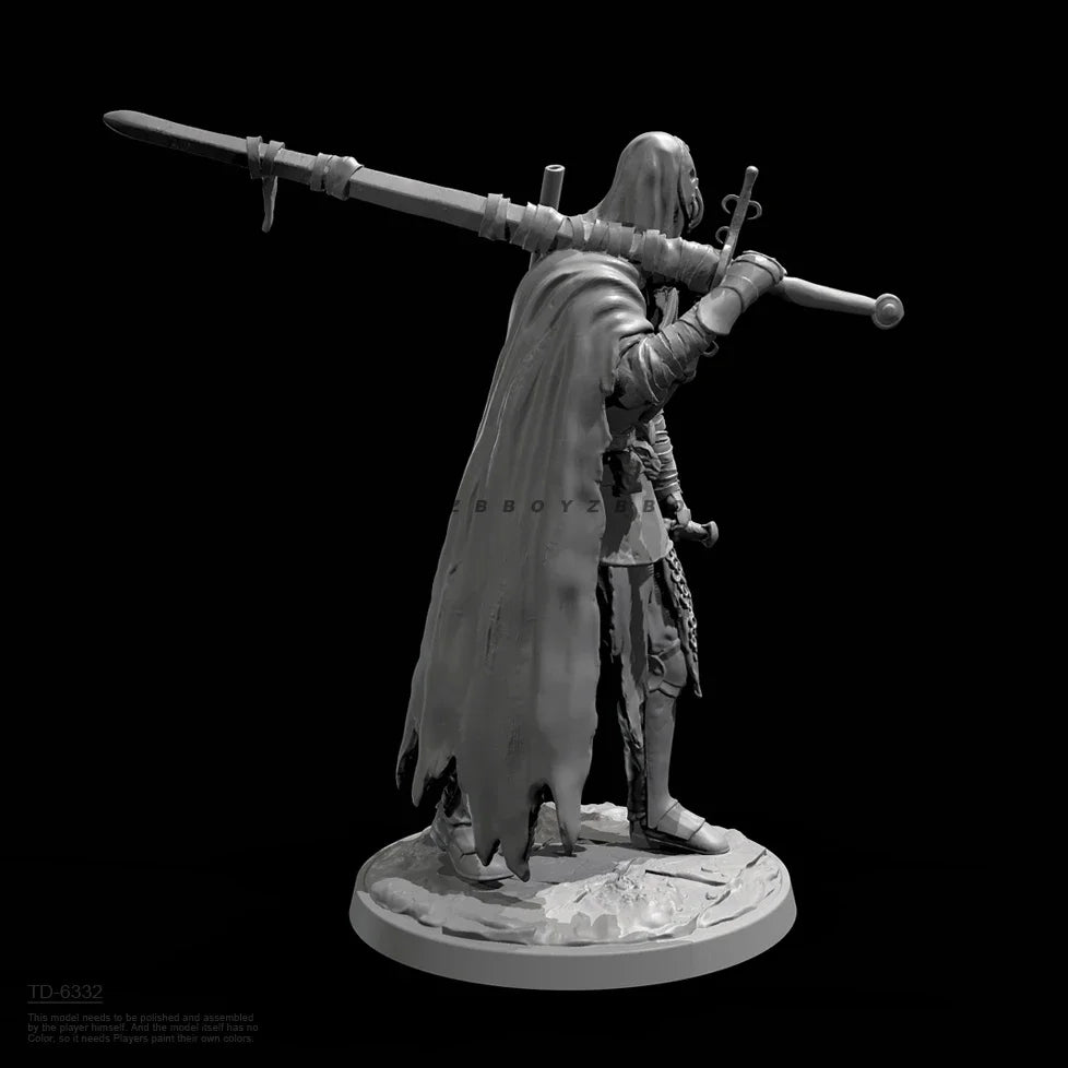 50mm Bearded Barbarian with Dual Axes and Cloak, Resin Model Figure Kit, Fantasy Theme, Unassembled and Unpainted
