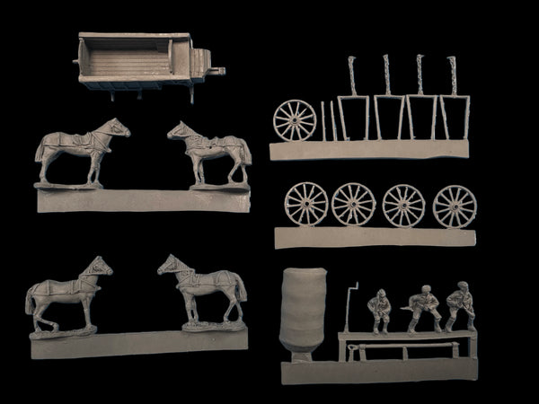 1/72 Napoleonic Cavalry Carriage, 6 Figures, Resin Model Diorama Kit, Unassembled and Unpainted