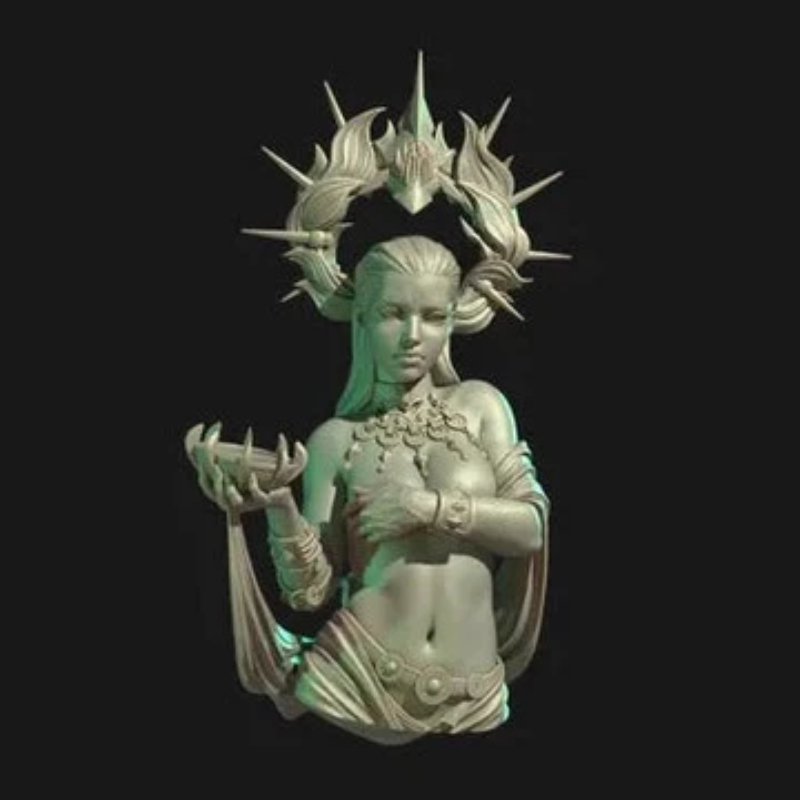 1/9 Priestess, Resin Model Bust Kit, Fantasy Theme, Unassembled and Unpainted