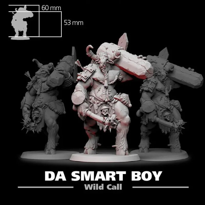60mm Medieval Bull Head Orc Warrior, Resin Model Figure Kit, Unassembled and Unpainted