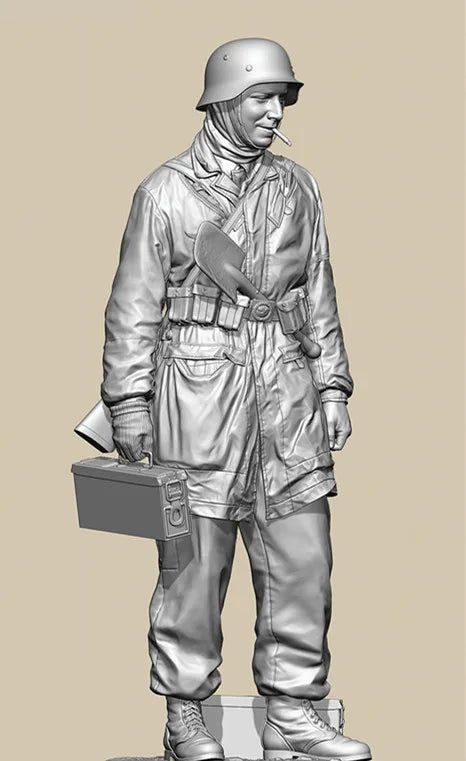 1/35 WWII Soldier with Combat, Resin Model Figure Kit, Unassembled and Unpainted