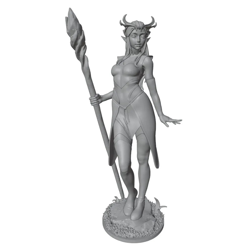1/24 Demoness with Curved Horns Wielding Twin Staffs, Resin Model Figure Kit, Fantasy Theme, Unassembled and Unpainted