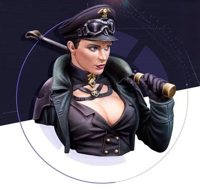 1/12 Female Steampunk Military Officer, Resin Model Bust Kit, Sci-Fi Theme, Unassembled and Unpainted