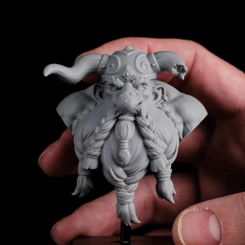 60mm Horned Dwarf Warrior, Resin Model Bust Kit, Fantasy Theme, Unassembled and Unpainted