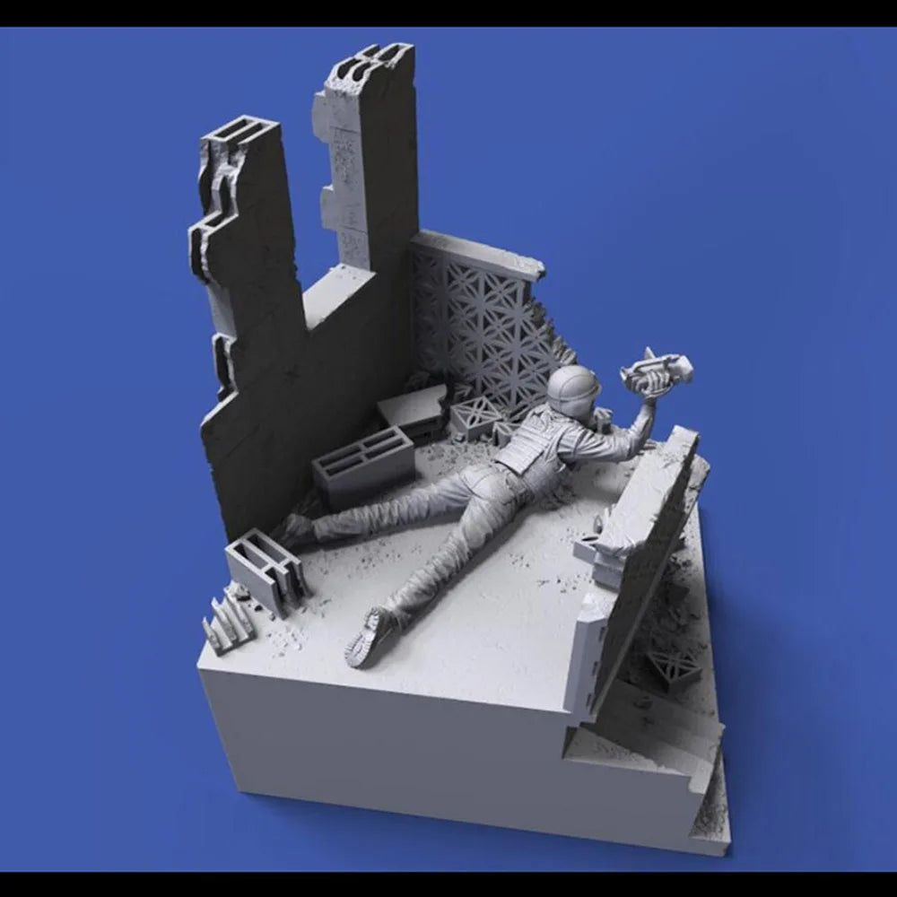 1/35 WWII Military Fortification, 3 Figures, Resin Model Diorama Kit, Unassembled and Unpainted
