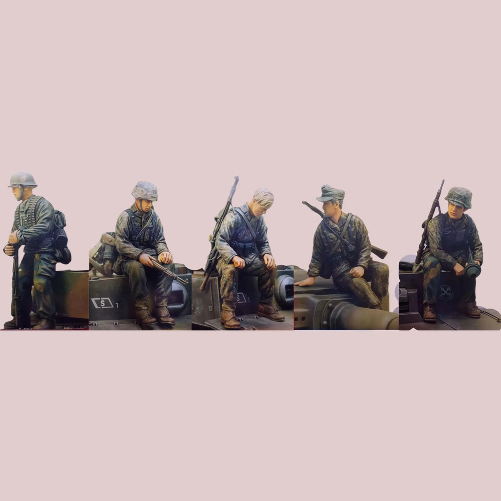 1/35 WWII German Trench MG Crew, 5 Figures, Resin Model Figure Kit, Unassembled and Unpainted