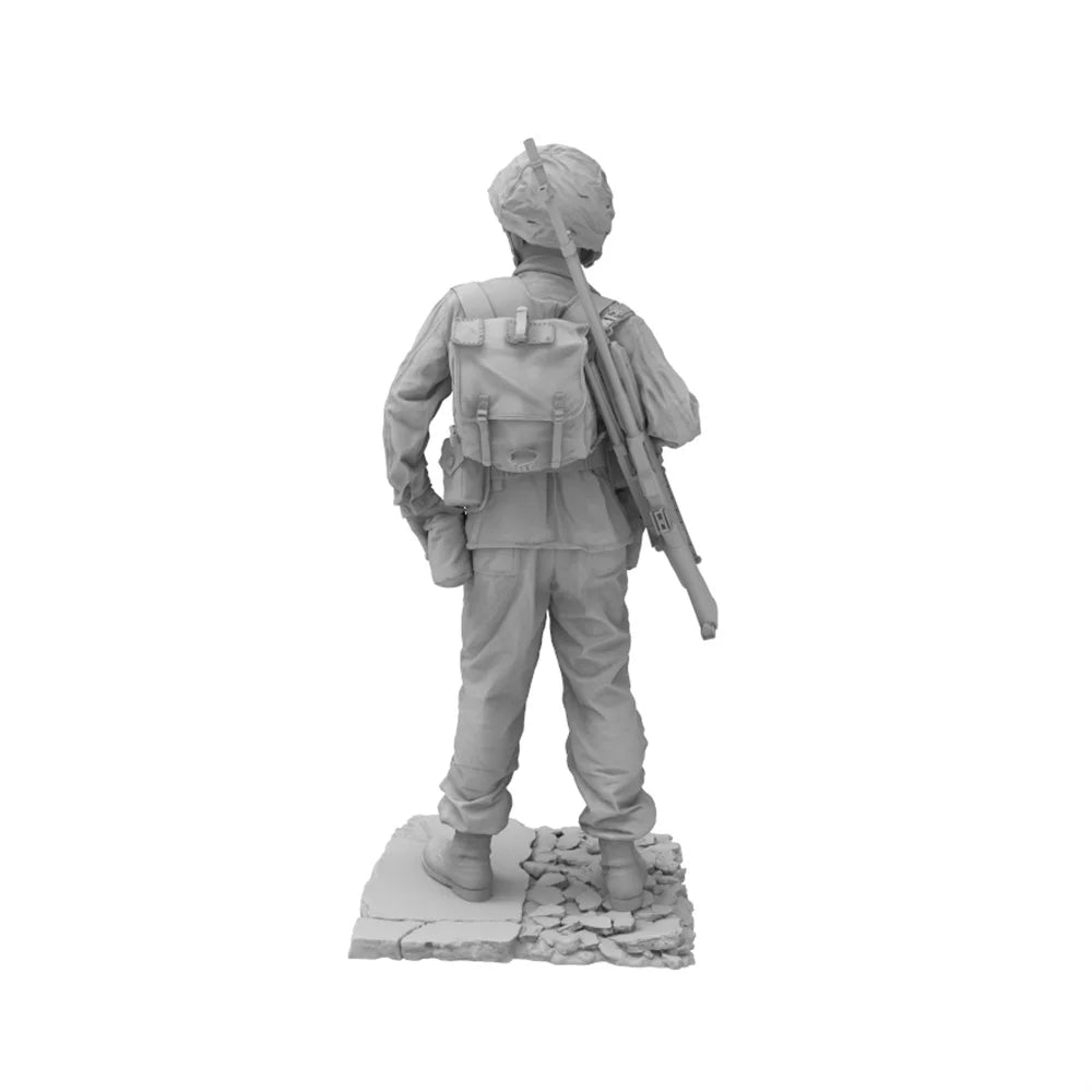75mm WWII US Infantryman Standing Ready with Rifle, Resin Model Figure Kit, Unassembled and Unpainted