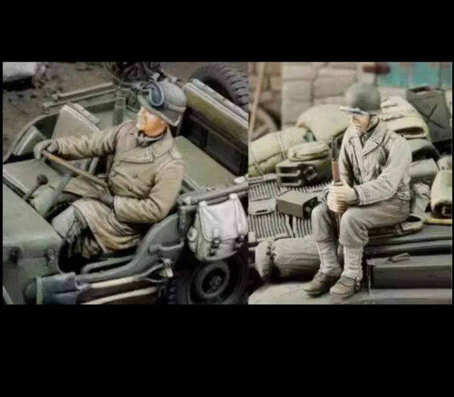 1/35 WWII US Tank Commander with Binoculars and Loader, 2 Figures, Resin Model Figure Kit, Unassembled and Unpainted