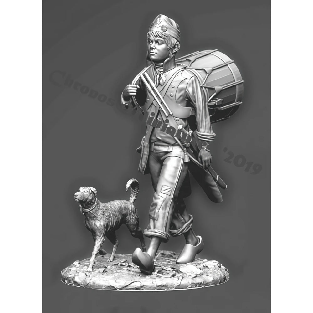 75mm Napoleonic French Drummer Boy, Resin Model Figure Kit, Unassembled and Unpainted