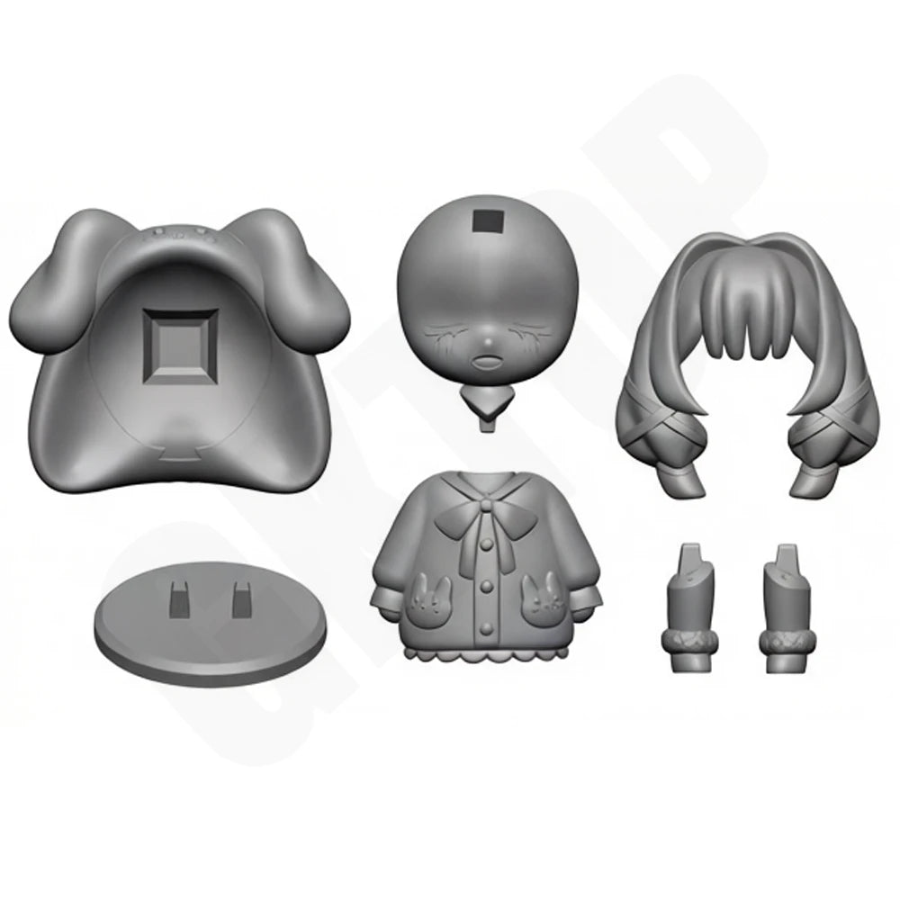 75mm Chibi Girl with Cat Ears and Bow, Resin Model Figure Kit, Anime Theme, Unassembled and Unpainted