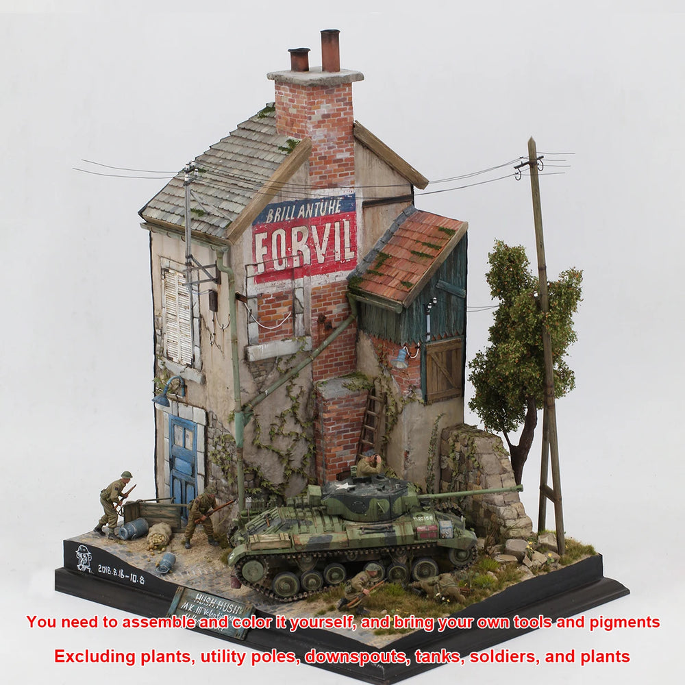 1/35 WWII German Warehouse Supply Depot, 2 Figures, Resin Model Diorama Kit, Unassembled and Unpainted