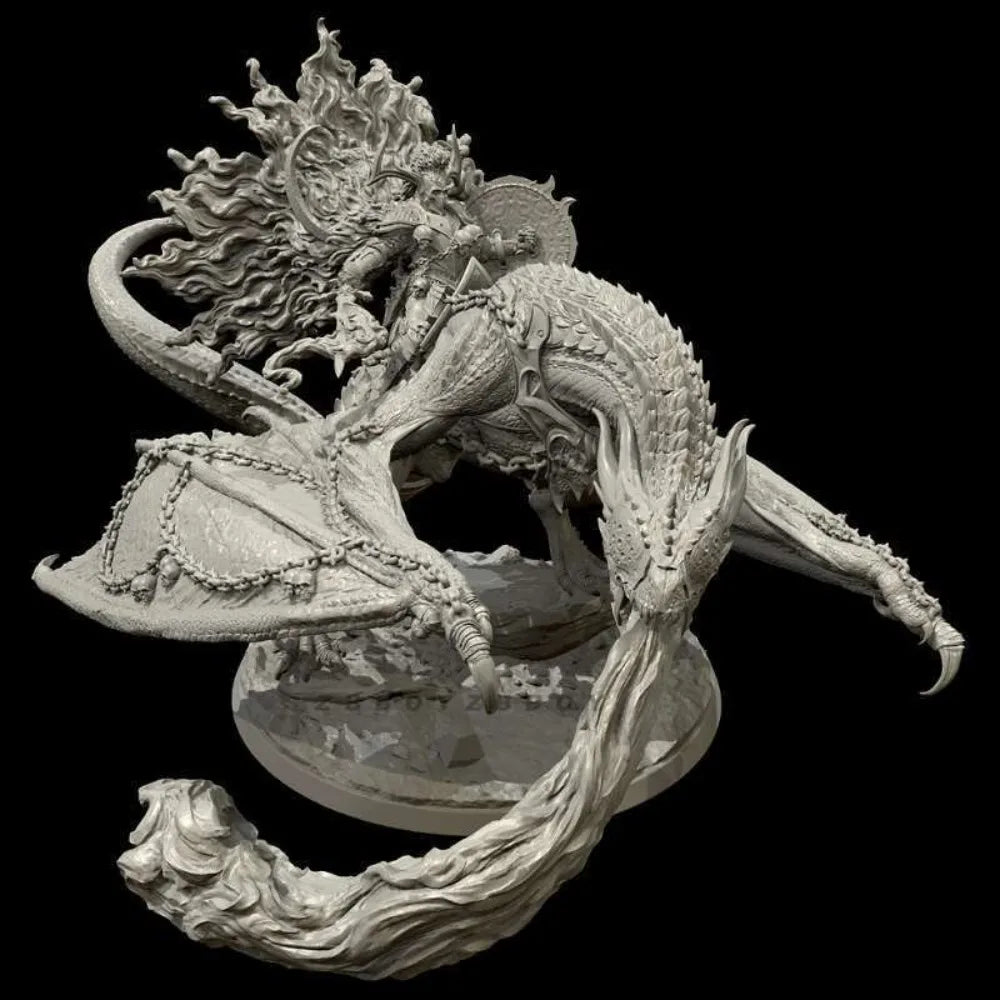 85mm Evil Fire Dragon, Resin Model Figure Kit, Fantasy Theme, Unassembled and Unpainted