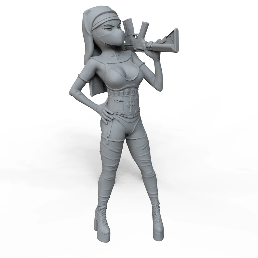 1/24 Female Warrior Nun, Resin Model Figure Kit, Fantasy Theme, Unassembled and Unpainted