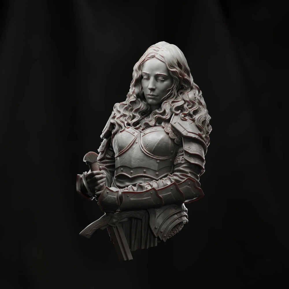 1/10 Medieval Warrior with Long Wavy Hair and Curved Blade, Resin Model Bust Kit, Unassembled and Unpainted