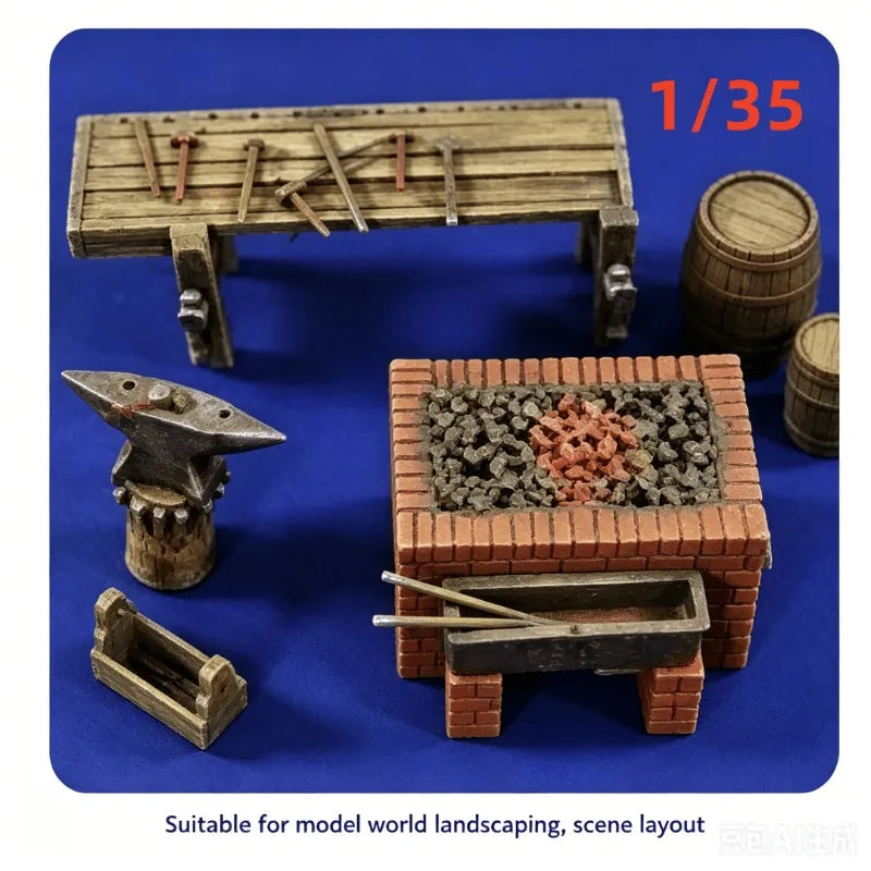 1/35 Forging Table, Resin Model Terrain Kit, Historical Theme, Unpainted