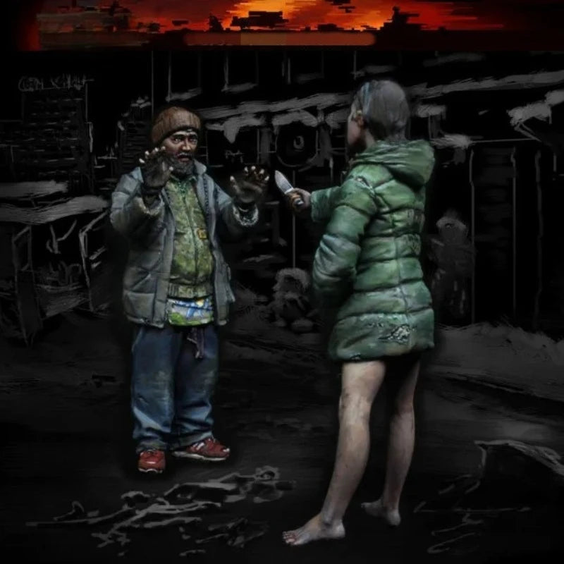 1/35 Modern Contemporary Man and Woman in Winter Jackets, 2 Figures, Resin Model Figure Kit, Unassembled and Unpainted