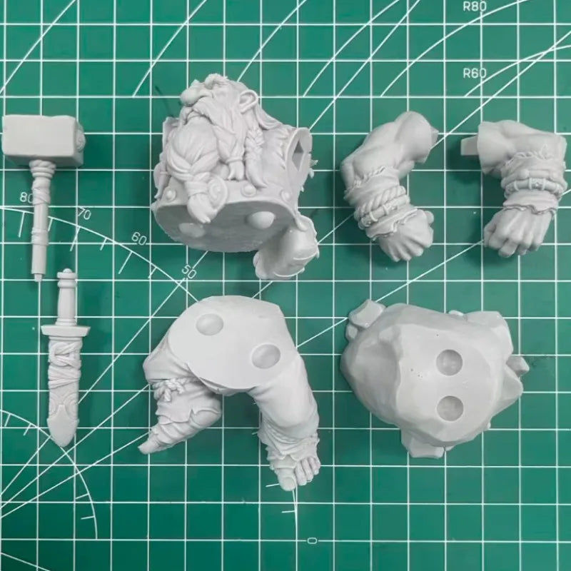 60mm Medieval Dwarf Champion with Two-Handed Maul, Resin Model Figure Kit, Unassembled and Unpainted