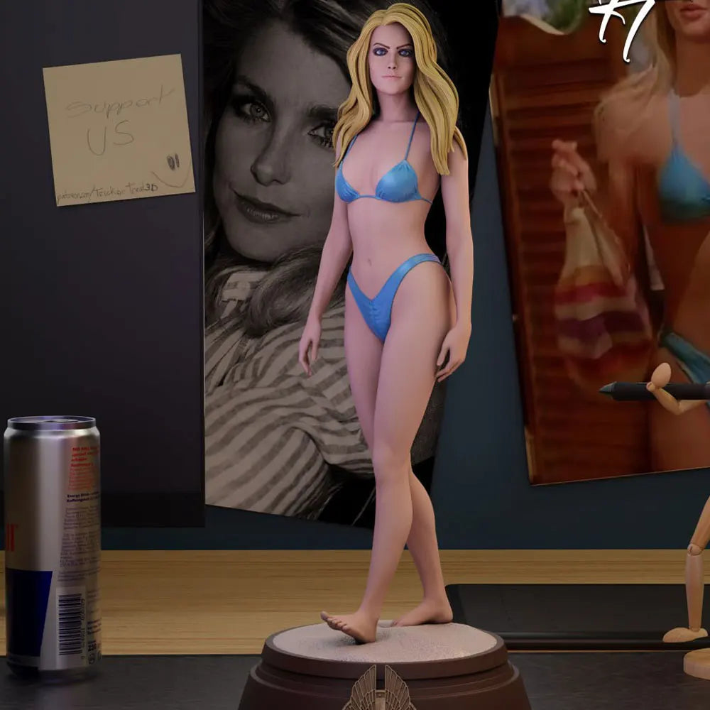 1/24 Blonde Pin-up in Blue Bikini, Resin Model Figure Kit, Unassembled and Unpainted