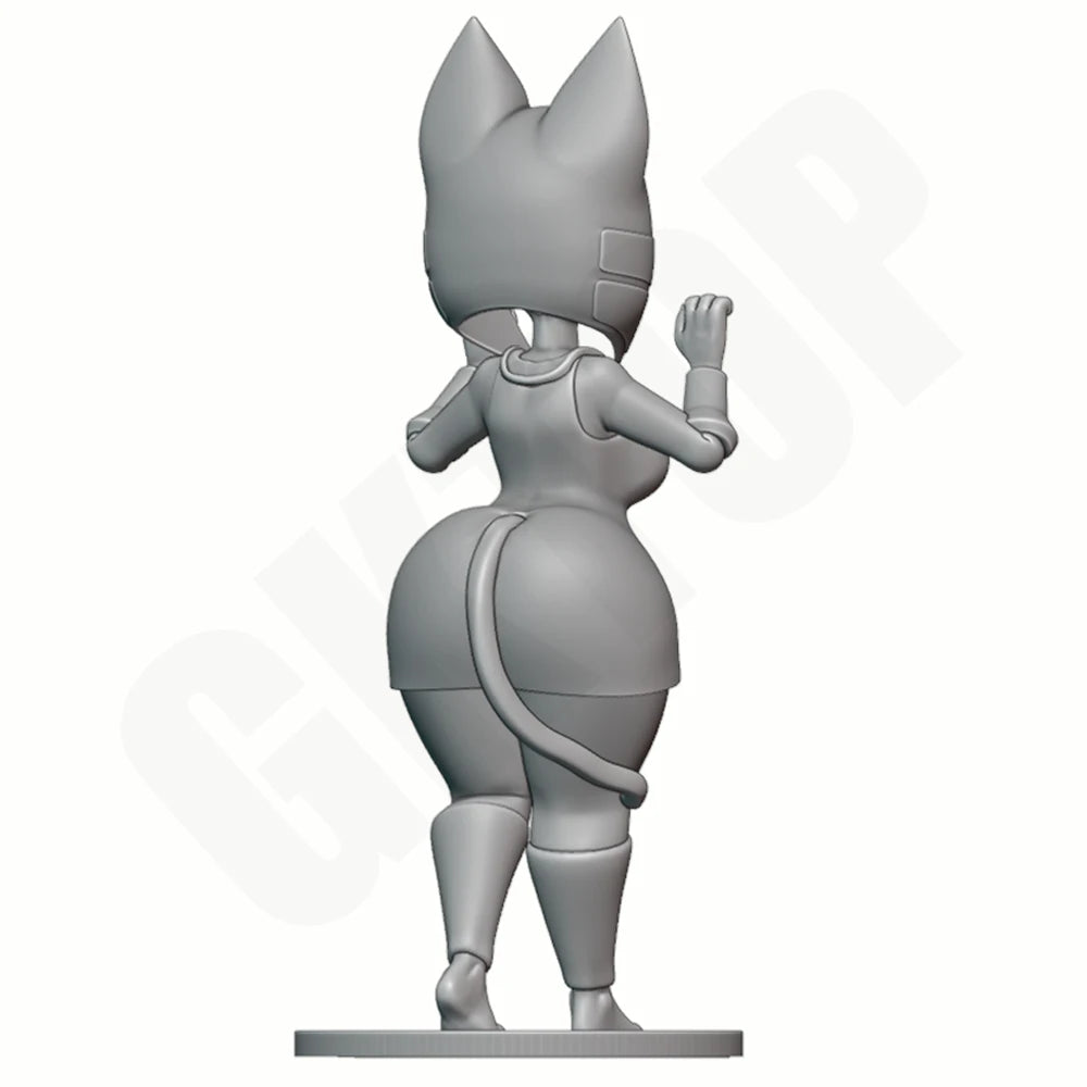 1/24 Cat-Eared Anime Female in Pinup Pose, Resin Model Figure Kit, Anime Theme, Unassembled and Unpainted