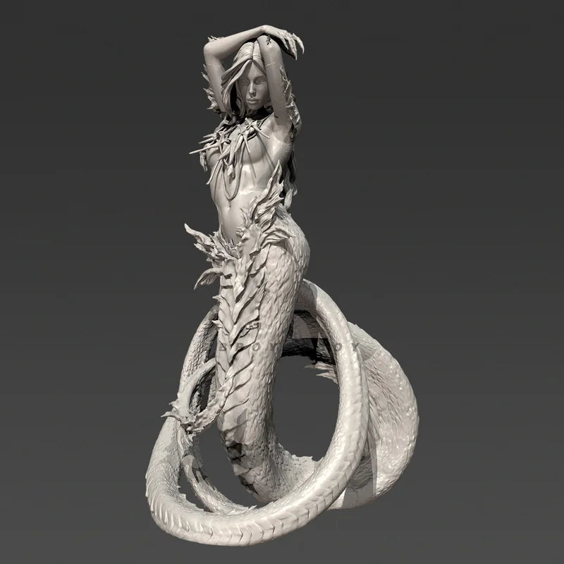 80mm Dragon Girl Fantasy, Resin Model Figure Kit, Fantasy Theme, Unassembled and Unpainted