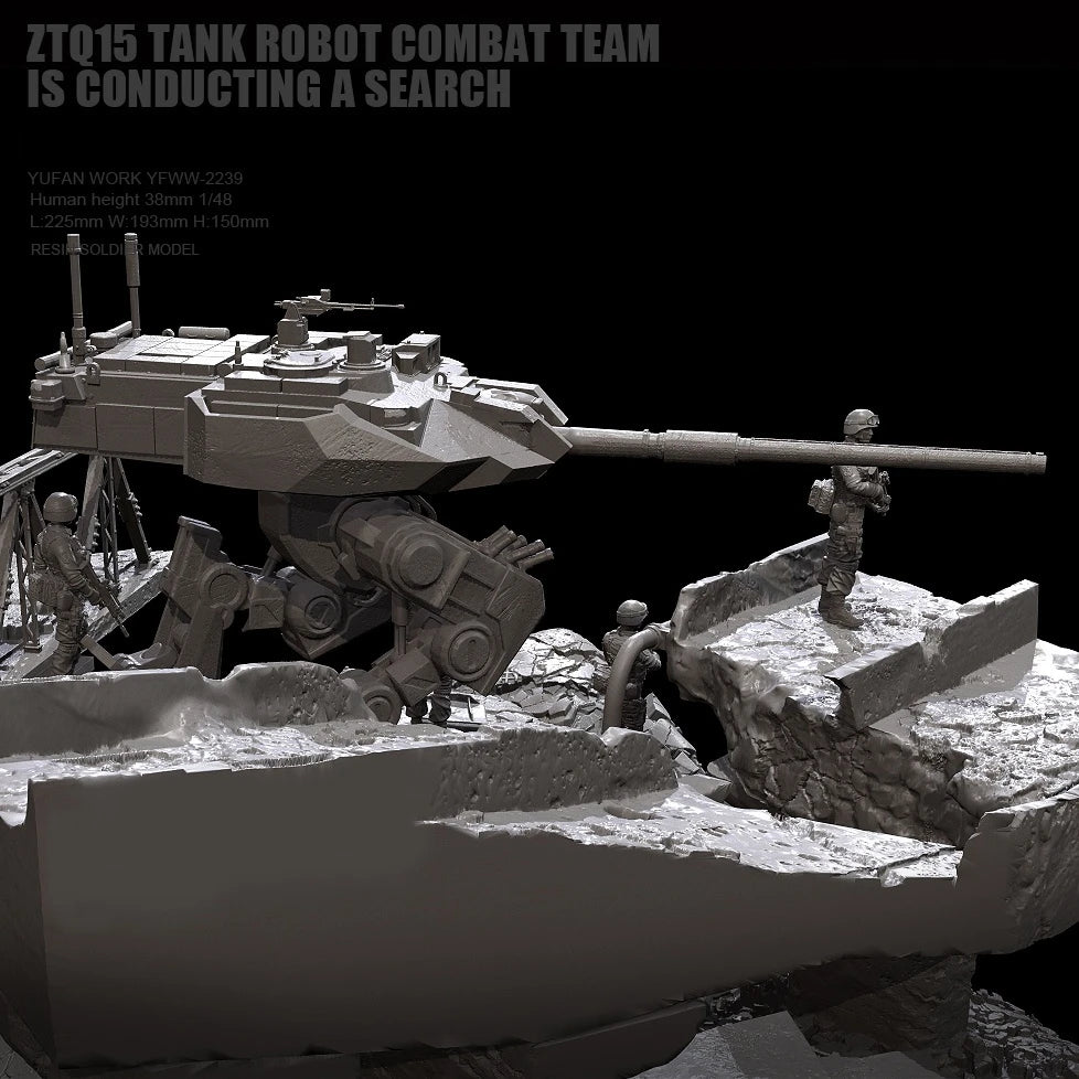 38mm Modern Tank Combat Team Battlefield, 6 Figures, Resin Model Diorama Kit, Unassembled and Unpainted