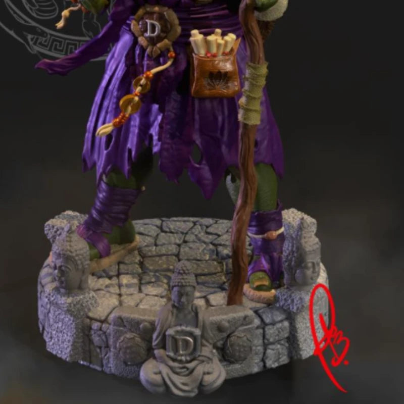 1/24 Medieval Dark Sorceress with Staff and Skull Base, Resin Model Figure Kit, Unassembled and Unpainted