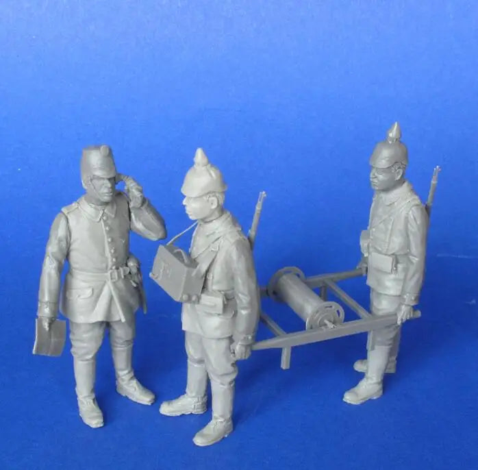 1/35 WWI German Pickelhaube Infantry Machine Gun Crew, 3 Figures, Resin Model Figure Kit, Unassembled and Unpainted
