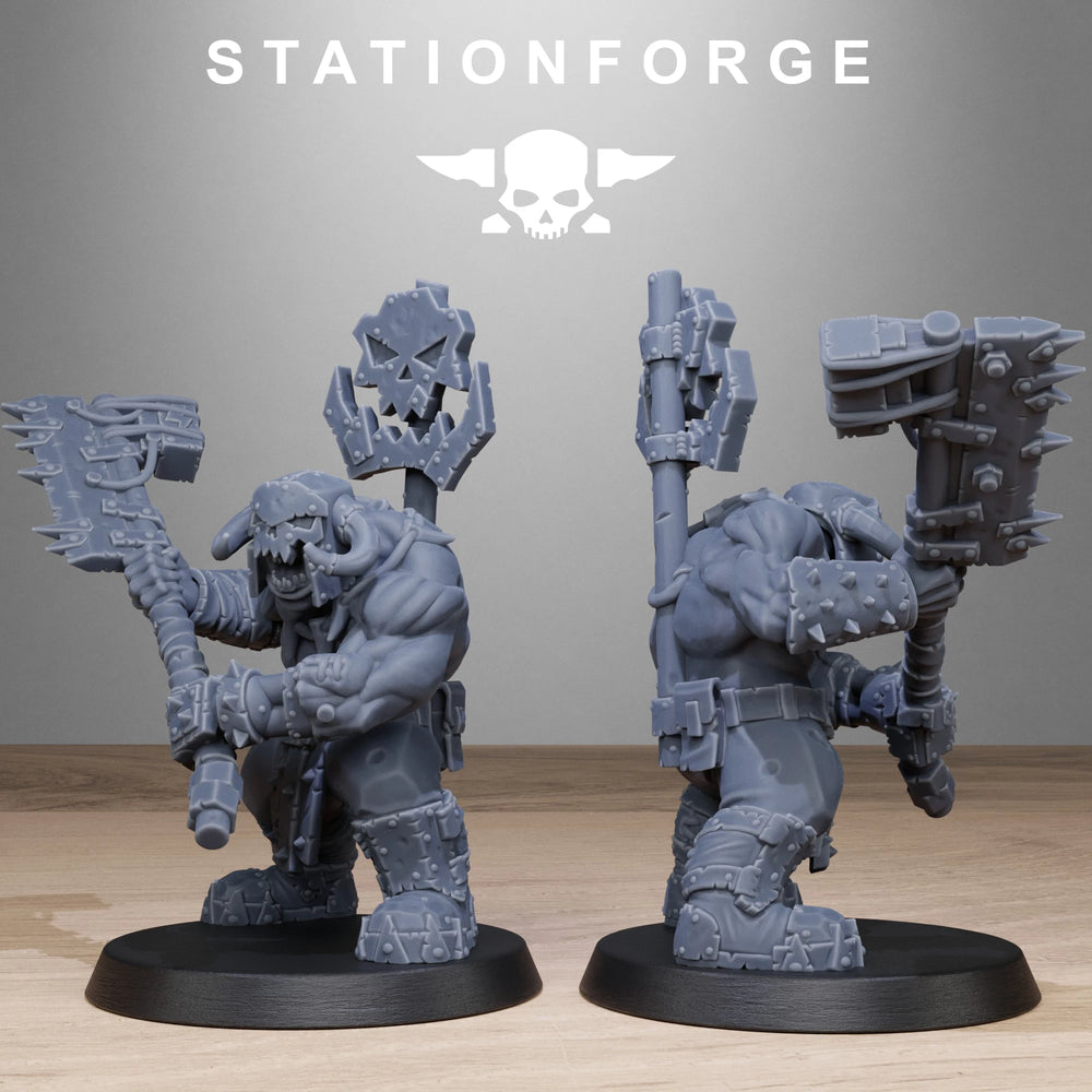 32mm Orkaz Bros Infantry, 12 Figures, Resin Model Figure Kit, Sci-Fi Theme, Unassembled and Unpainted