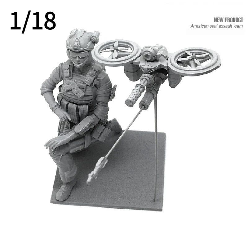 1/35 Modern US Female Soldiers & Drones, 3 Figures, Resin Model Figure Kit, Unassembled and Unpainted