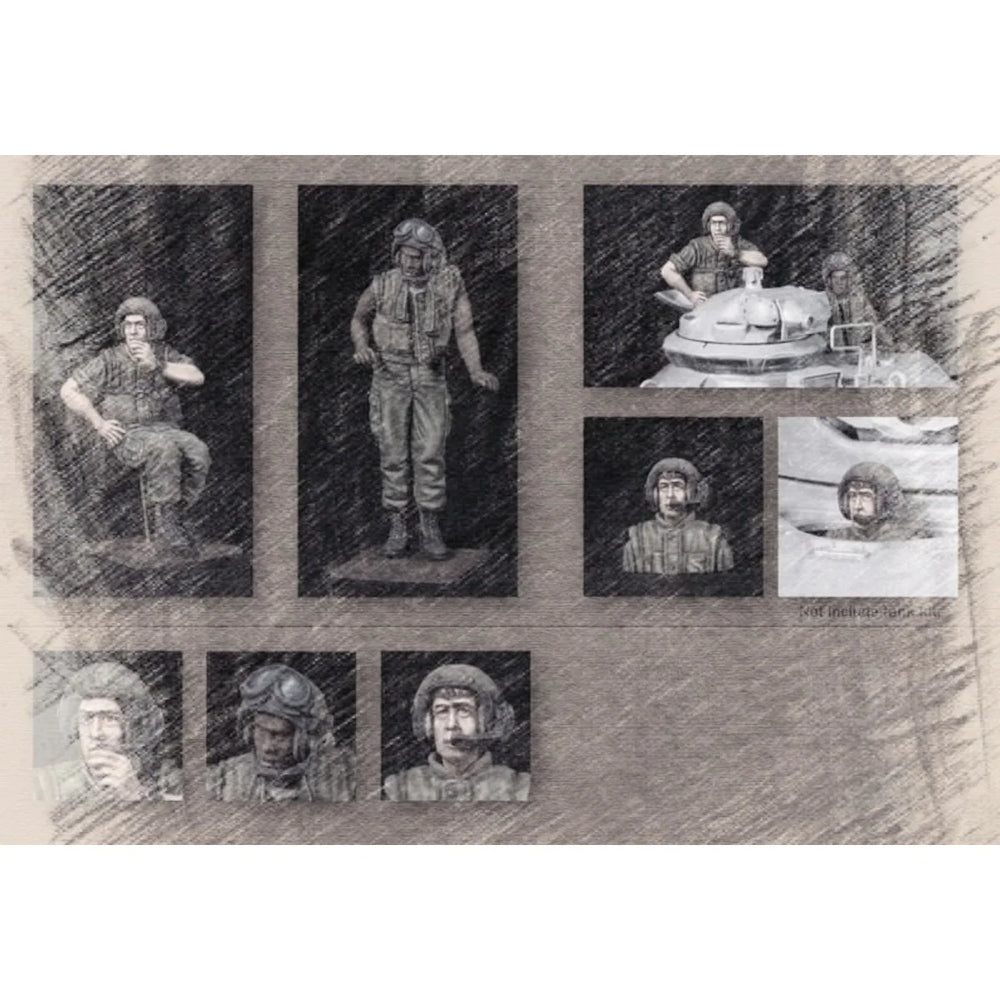 1/35 WWII American Tank Crew at Turret, 3 Figures, Resin Model Figure Kit, Unassembled and Unpainted