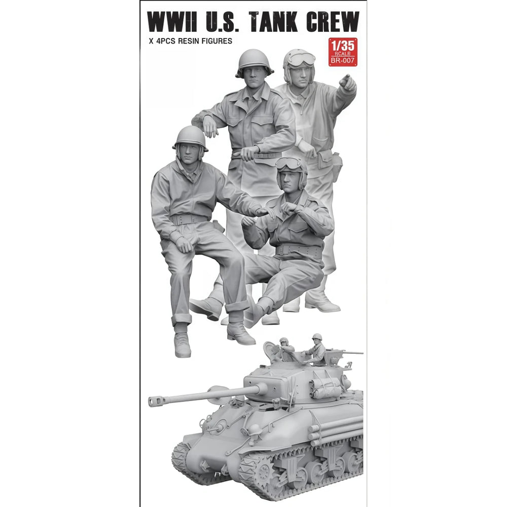 1/35 WWI US Tank Crew, 4 Figures, Resin Model Figure Kit, Unassembled and Unpainted