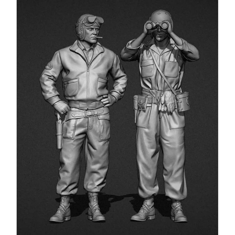 1/35 WWII American Tank Commander and Binocular Spotter, 2 Figures, Resin Model Figure Kit, Unassembled and Unpainted