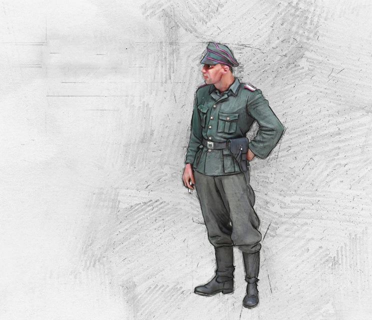 1/35 WWII German Officer in Field Uniform, Resin Model Figure Kit, Unassembled and Unpainted