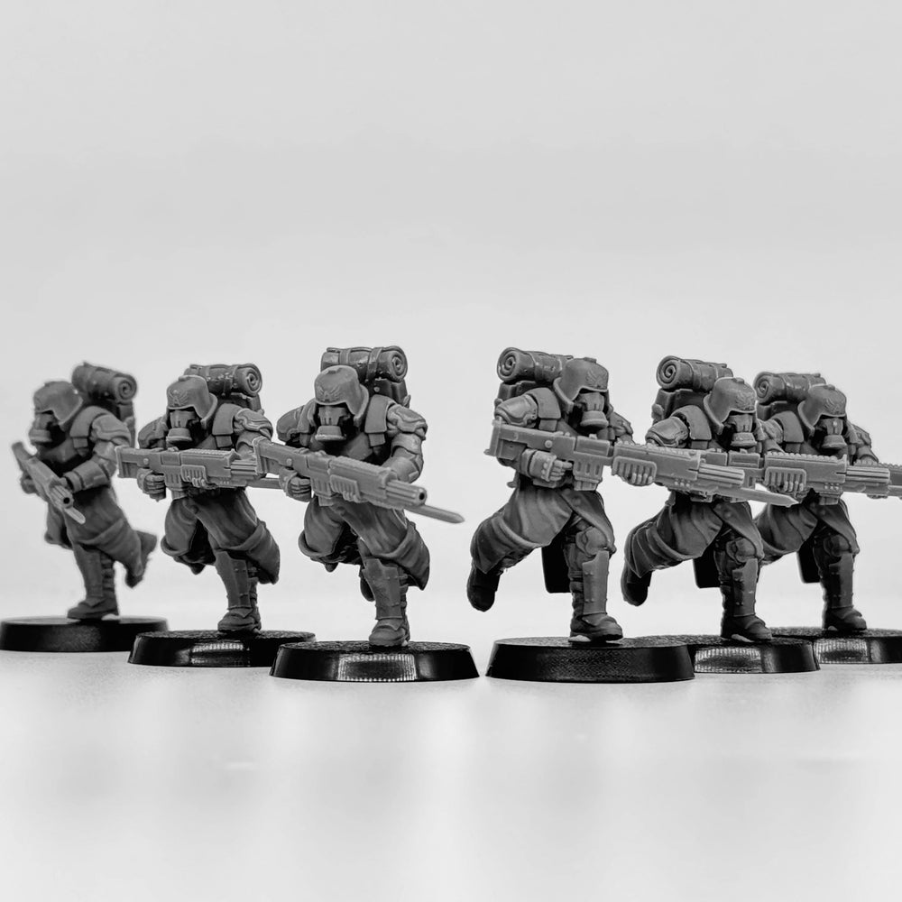 Grim Guard Futuristic Soldiers, 6 Figures, Resin Model Figure Kit, Sci-Fi Theme, Unassembled and Unpainted