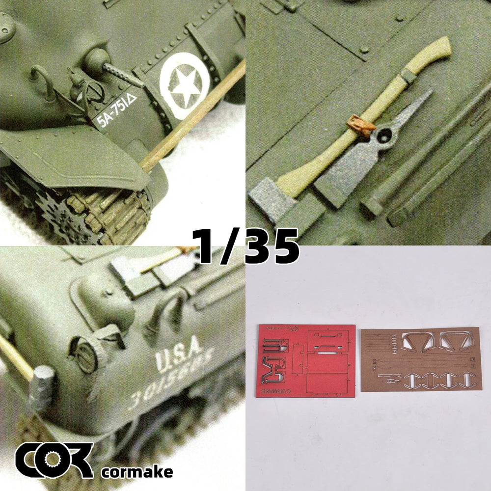 1/35 WWII M4 Sherman Tank Upgrade Parts, Resin Model Accessory Kit, Unpainted