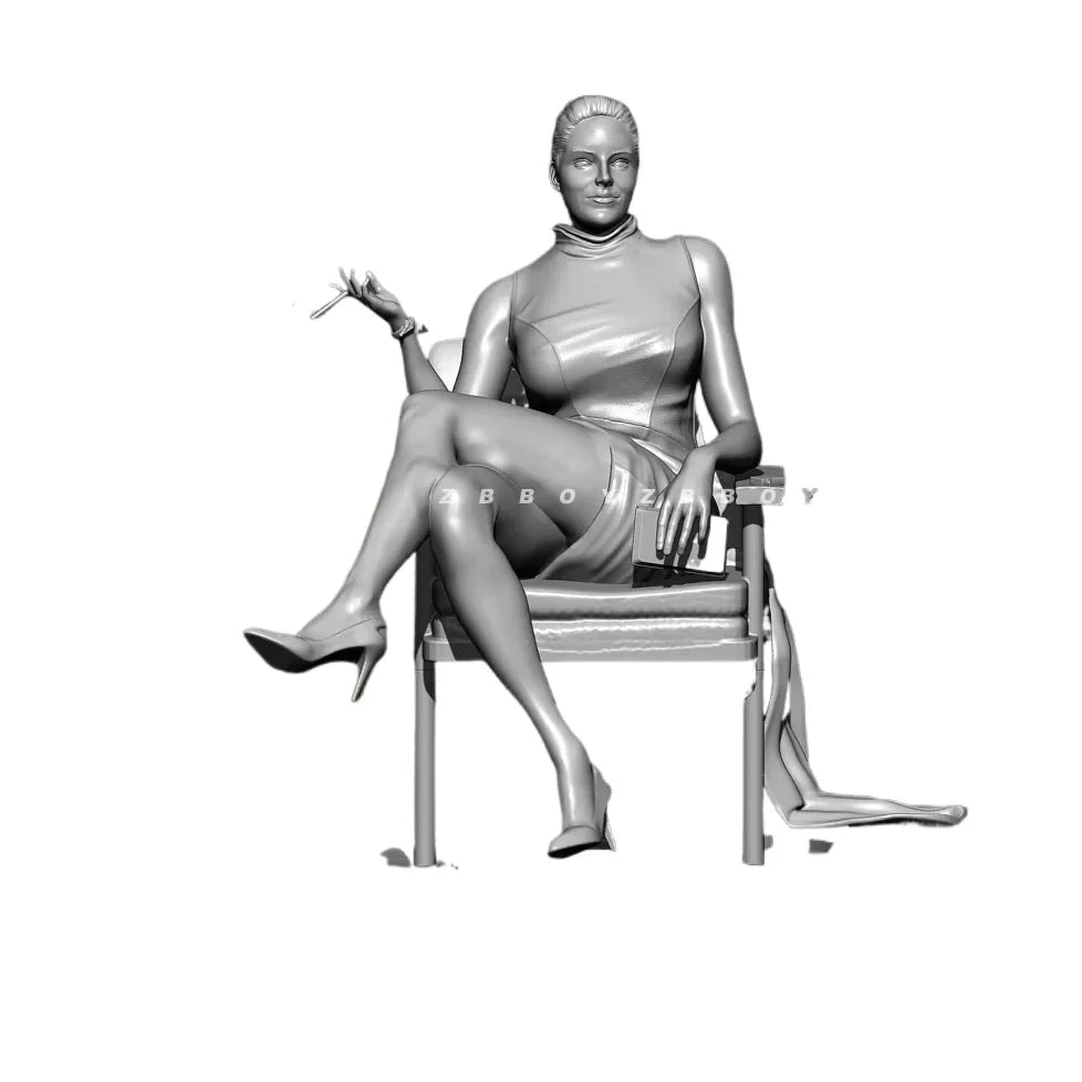 75mm Pin-up Female Seated, Resin Model Figure Kit, Unassembled and Unpainted
