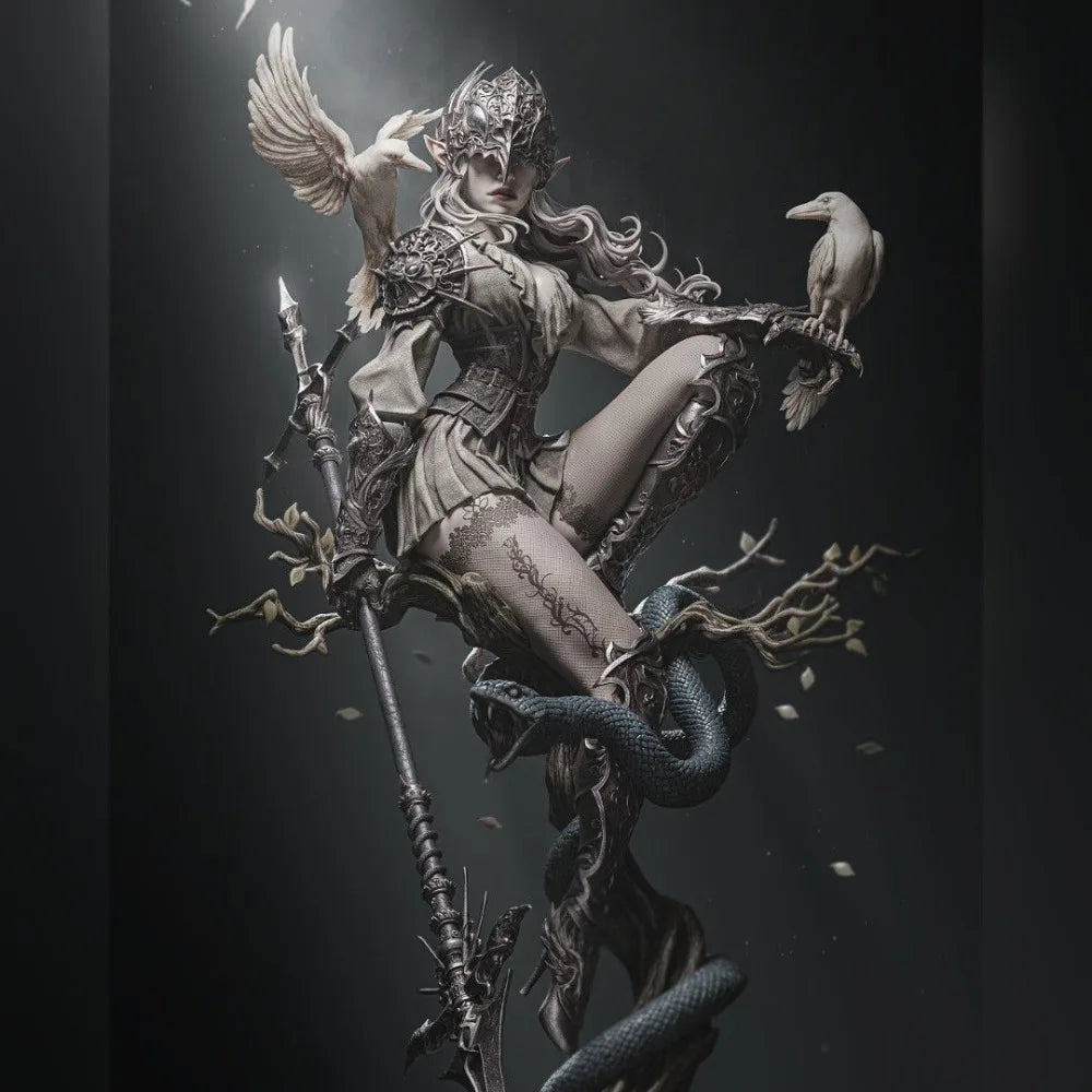 Dark Fantasy Crow Queen, Resin Model Figure Kit, Fantasy Theme, Unassembled and Unpainted