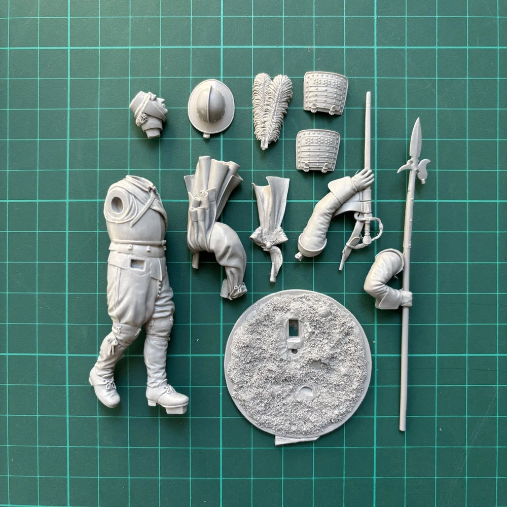 75mm 17th Century Infantry Sergeant, Resin Model Figure Kit, Military Theme, Unassembled and Unpainted