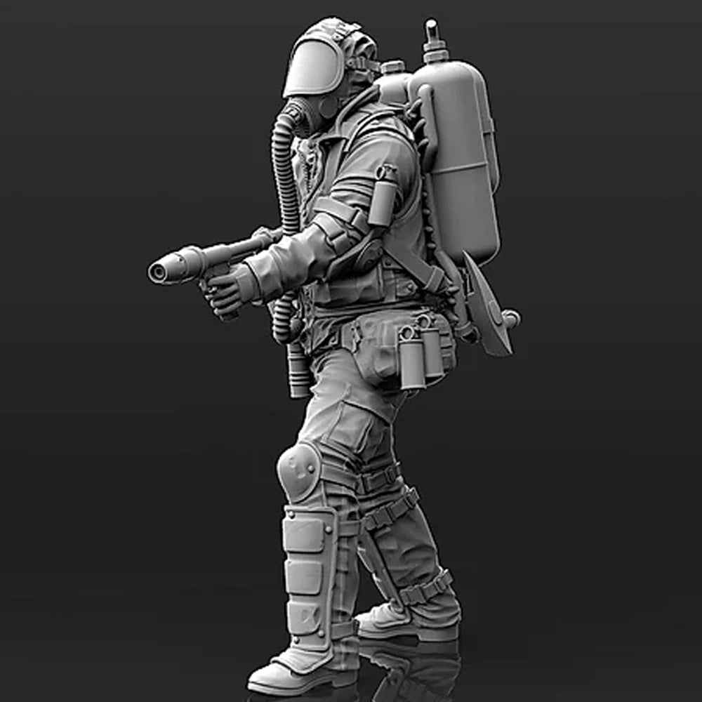 1/35 Armored Soldier with Jetpack, Resin Model Figure Kit, Sci-Fi Theme, Unassembled and Unpainted