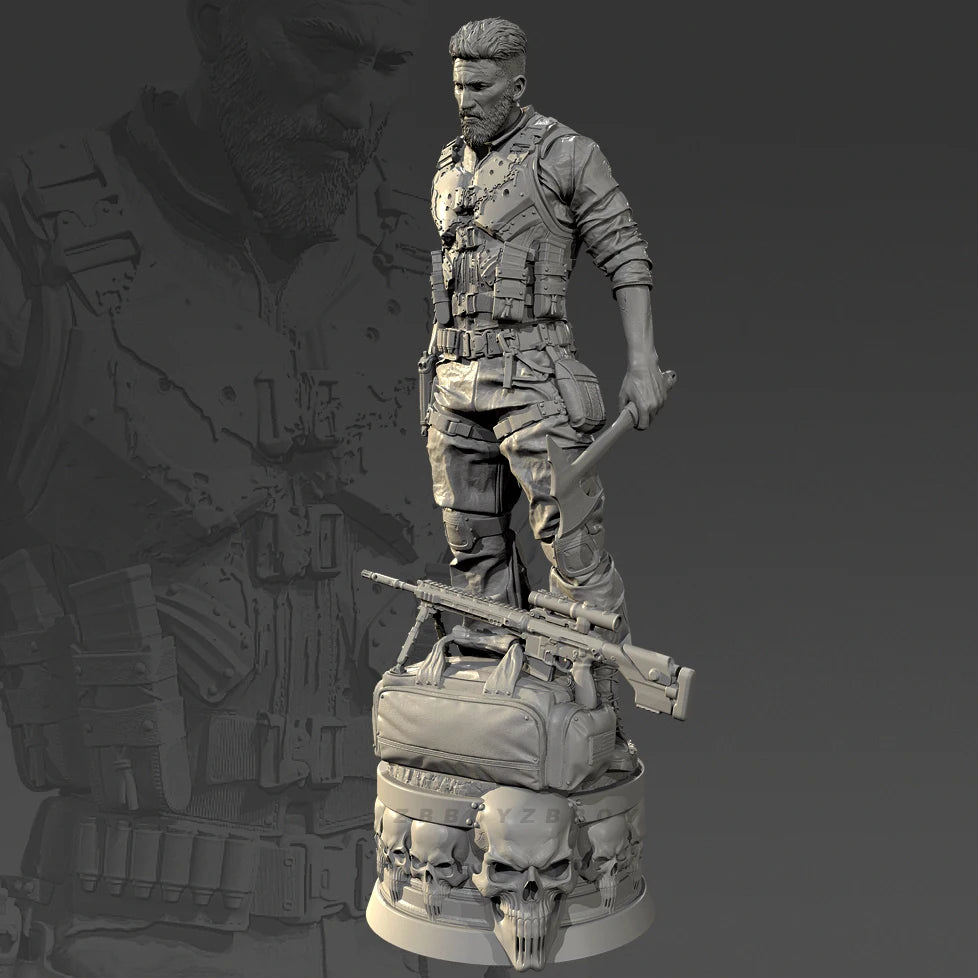 90mm Modern Tactical Soldier, Resin Model Figure Kit, Unassembled and Unpainted