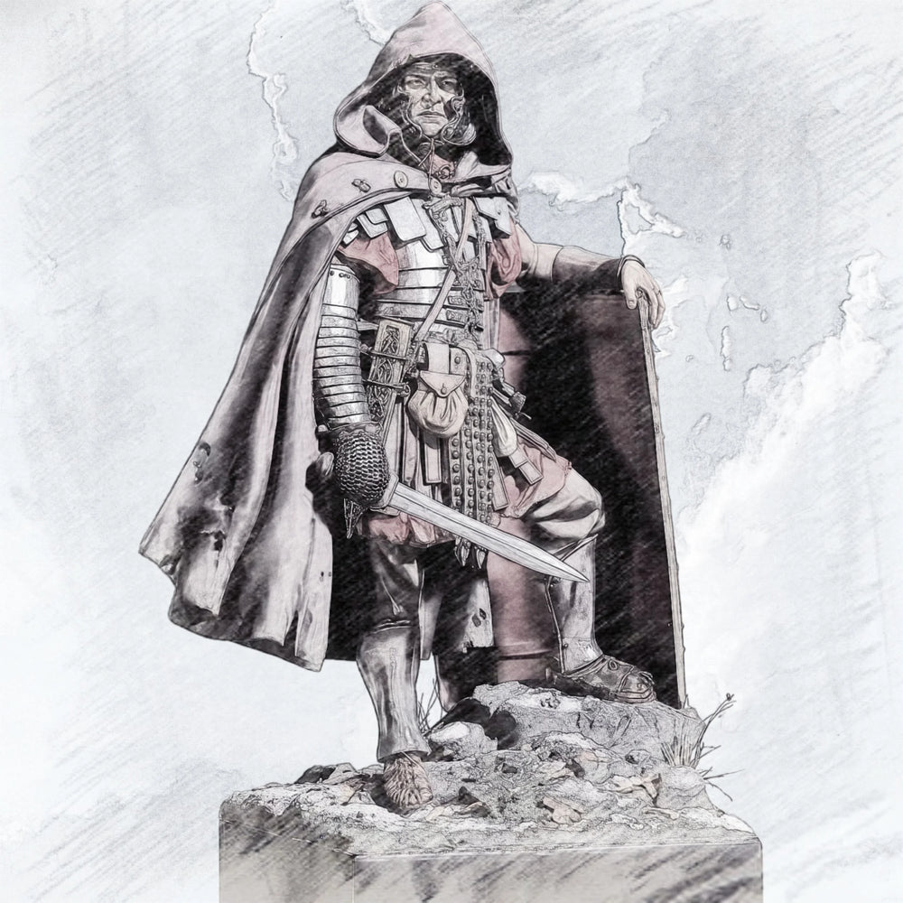 1/24 Ancient Warrior with Armor, Resin Model Figure Kit, Unassembled and Unpainted