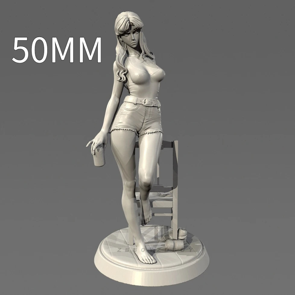 90mm Female Resting, Resin Model Figure Kit, Unassembled and Unpainted