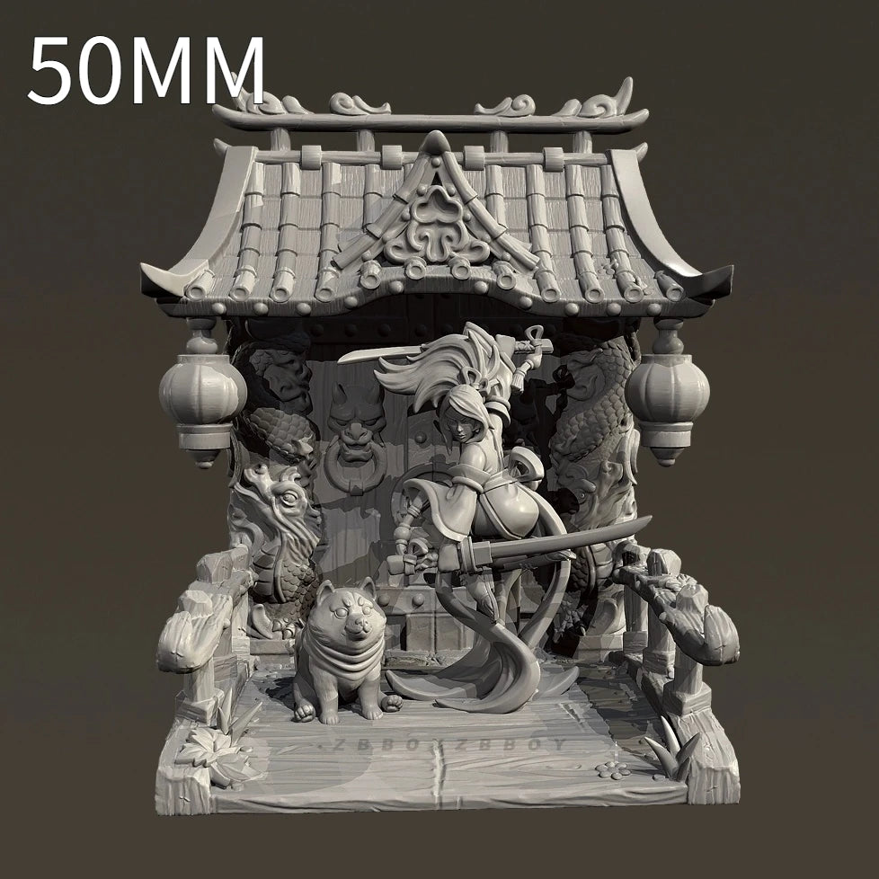 50mm Chinese Cottage Shrine, Resin Model Terrain Kit, Historical Theme, Unpainted