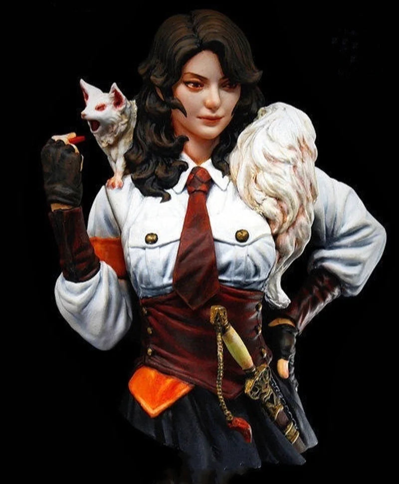 1/10 Sorceress with White Fox Familiar, Resin Model Figure Kit, Fantasy Theme, Unassembled and Unpainted