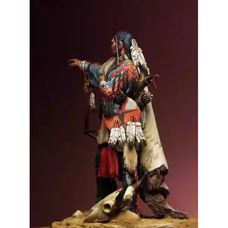 1/24 Native American Warriors with Rifles and Tomahawks, Resin Model Figure Kit, Historical Theme, Unassembled and Unpainted