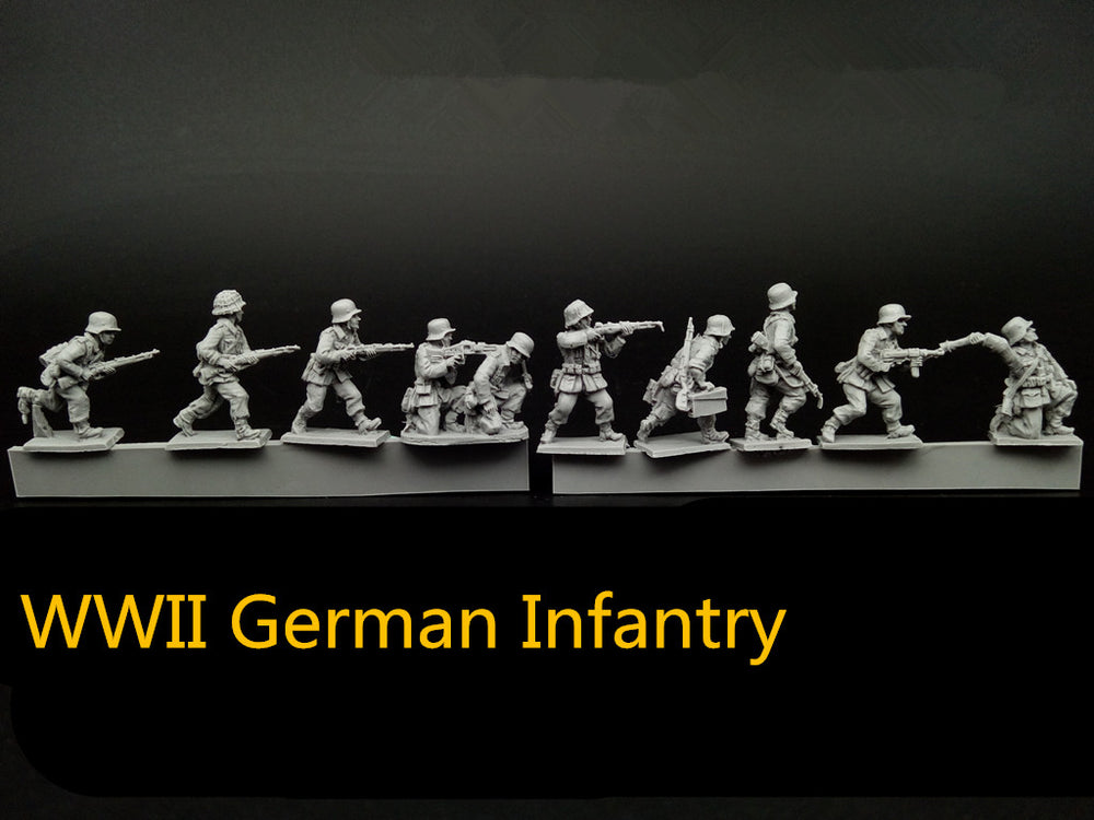 1/72 WWII German Infantry Squad, 10 Figures, Resin Model Figure Kit, Unassembled and Unpainted
